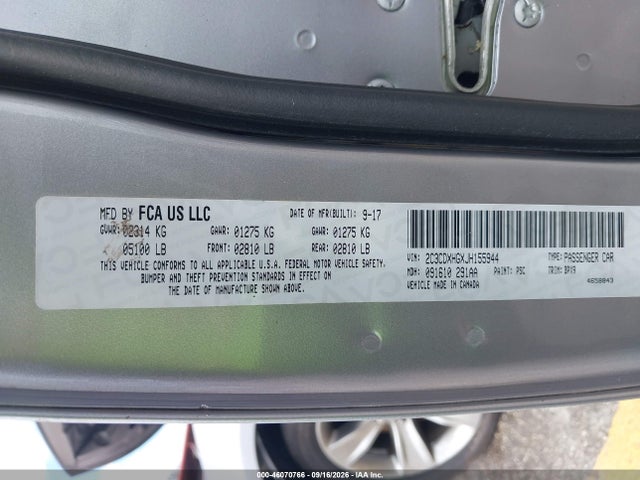 46070766 :رقم المزاد ، 2C3CDXHGXJH155944 vin ، 2018 Dodge Charger Sxt Plus Rwd مزاد بيع