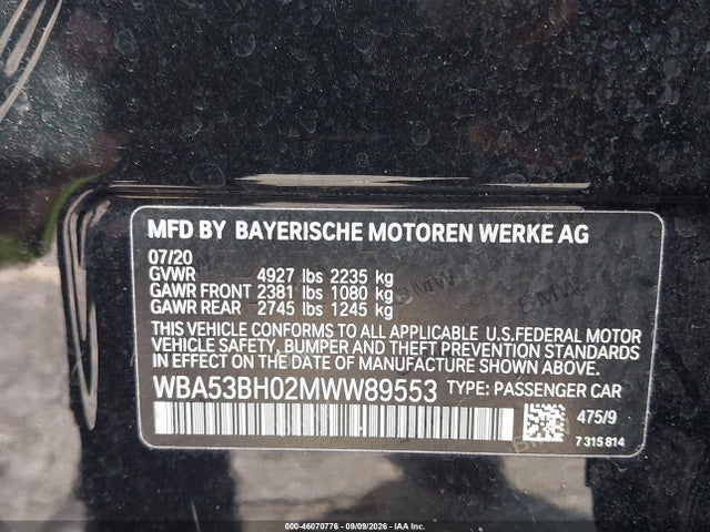 Продаж на аукціоні авто 2021 Bmw 530i, vin: WBA53BH02MWW89553, номер лоту: 46070776