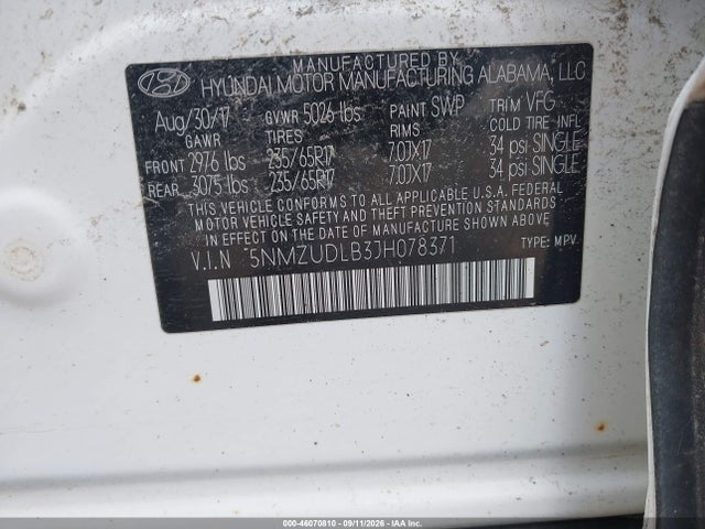 Продаж на аукціоні авто 2018 Hyundai Santa Fe Sport 2.4l, vin: 5NMZUDLB3JH078371, номер лоту: 46070810
