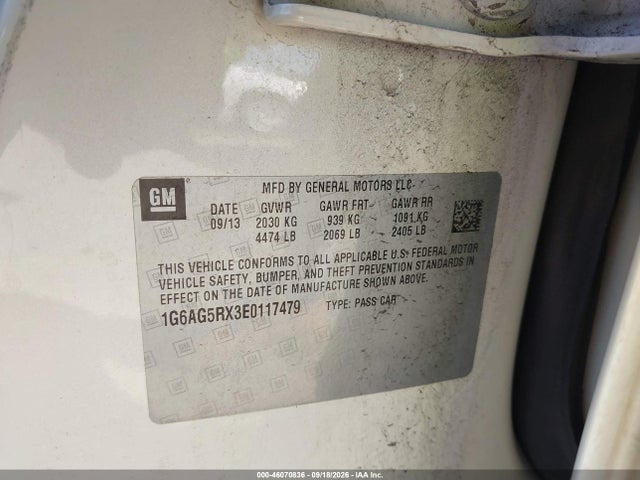 Aukcja sprzedaży 2014 Cadillac Ats Standard, vin: 1G6AG5RX3E0117479, numer aukcji: 46070836