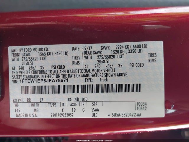 Продаж на аукціоні авто 2018 Ford F-150 Xlt, vin: 1FTEW1EP8JFA78671, номер лоту: 46070840