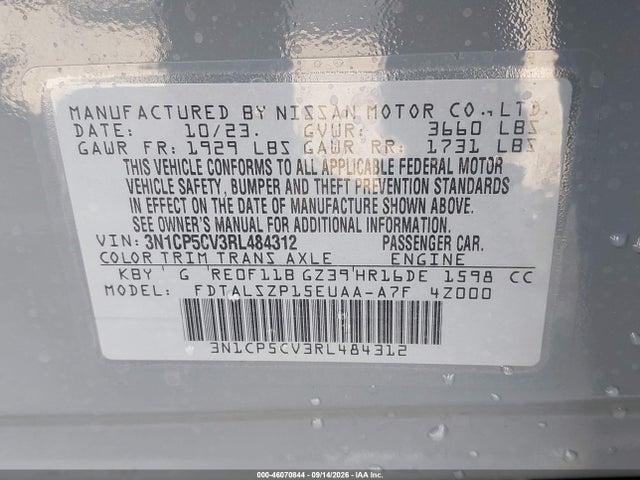 3N1CP5CV3RL484312 Nissan Kicks Sv Xtronic Cvt