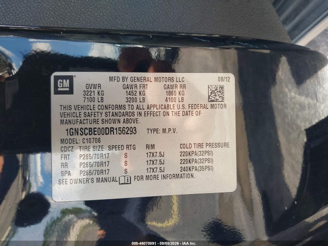 Продажа на аукционе авто 2013 Chevrolet Tahoe Lt, vin: 1GNSCBE00DR156293, номер лота: 46070891