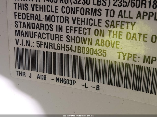 Honda ODYSSEY EX 2018 5FNRL6H54JB090435 Image 9