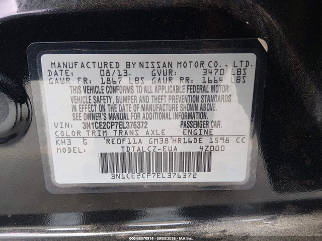 Продаж на аукціоні авто 2014 Nissan Versa Note S Plus, vin: 3N1CE2CP7EL376372, номер лоту: 46070914