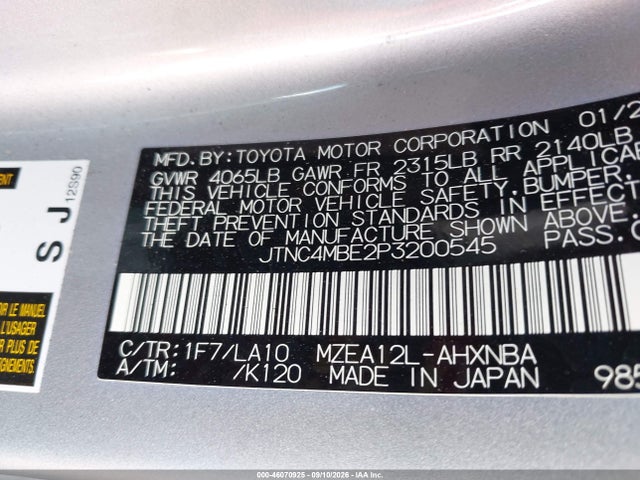 Продажа на аукционе авто 2023 Toyota Corolla Xse, vin: JTNC4MBE2P3200545, номер лота: 46070925