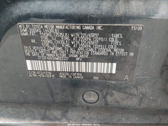 Продаж на аукціоні авто 2010 Toyota Rav4, vin: 2T3ZF4DV2AW023327, номер лоту: 46071044