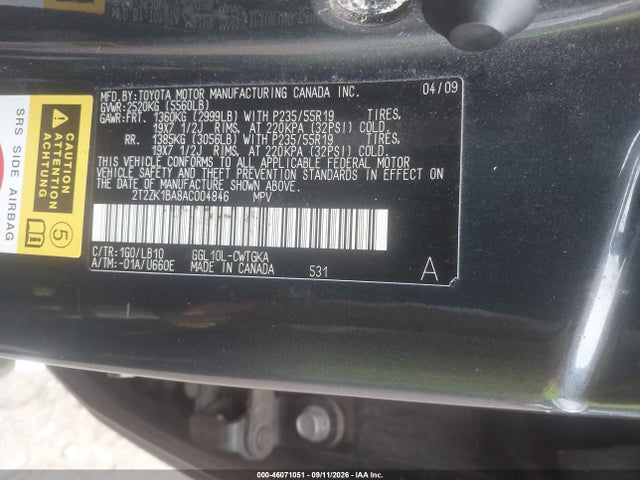 Aukcja sprzedaży 2010 Lexus Rx 350, vin: 2T2ZK1BA8AC004846, numer aukcji: 46071051