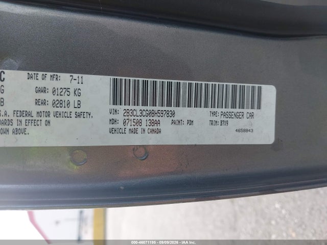 Продаж на аукціоні авто 2011 Dodge Charger, vin: 2B3CL3CG0BH597830, номер лоту: 46071195