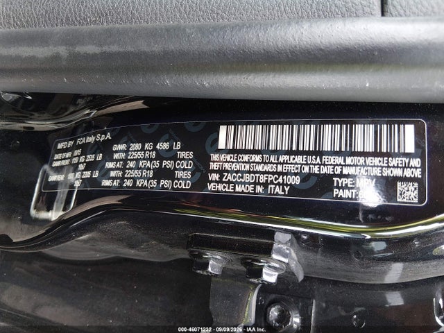 Продаж на аукціоні авто 2015 Jeep Renegade Limited, vin: ZACCJBDT8FPC41009, номер лоту: 46071232