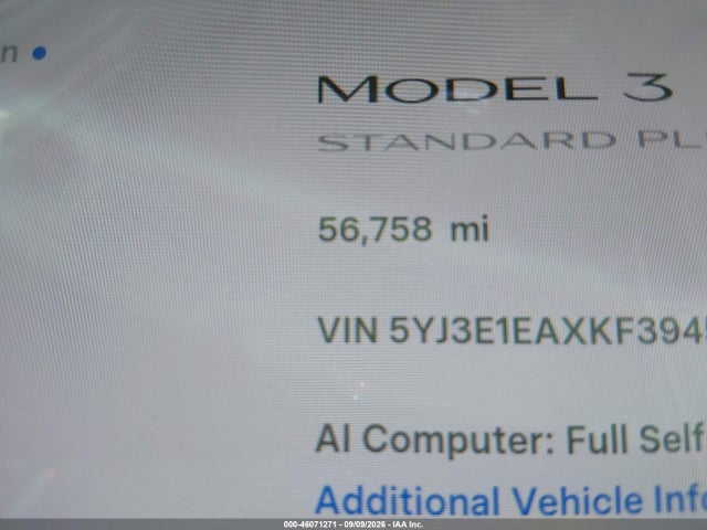Продаж на аукціоні авто 2019 Tesla Model 3 Long Range/mid Range/standard Range/standard Range Plus, vin: 5YJ3E1EAXKF394584, номер лоту: 46071271