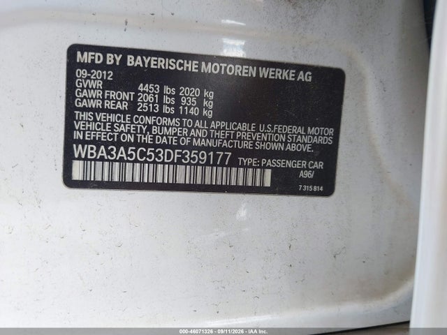 Aukcja sprzedaży 2013 Bmw 328i, vin: WBA3A5C53DF359177, numer aukcji: 46071326