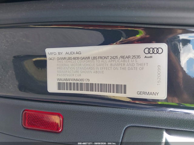 2021 Audi A4 Premium 40 Tfsi Quattro S Tronic მანქანა იყიდება აუქციონზე, vin: WAUABAF49MA065179, აუქციონის ნომერი: 46071371