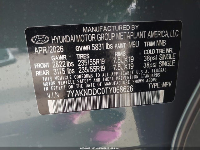 Aukcja sprzedaży 2026 Hyundai Ioniq 5 Sel, vin: 7YAKNDDC0TY068626, numer aukcji: 46071383
