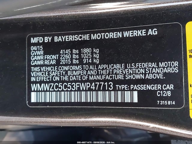 Продаж на аукціоні авто 2015 Mini Countryman Cooper S, vin: WMWZC5C53FWP47713, номер лоту: 46071470