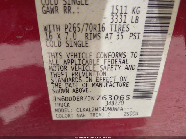 Nissan Frontier Sv 2018 1N6DD0ER7JN763065 Image 9