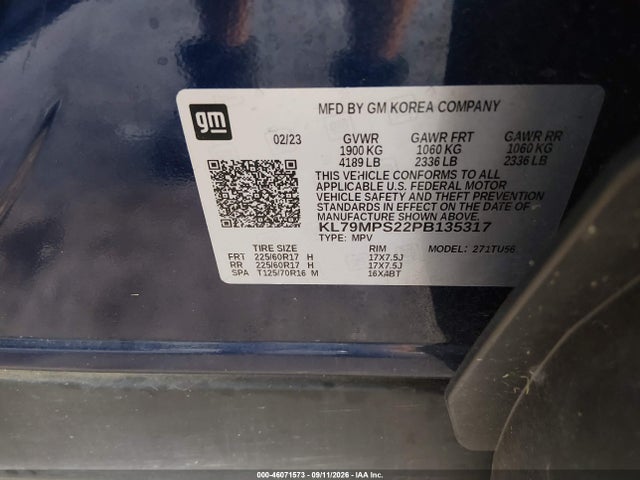Продаж на аукціоні авто 2023 Chevrolet Trailblazer Fwd Lt, vin: KL79MPS22PB135317, номер лоту: 46071573