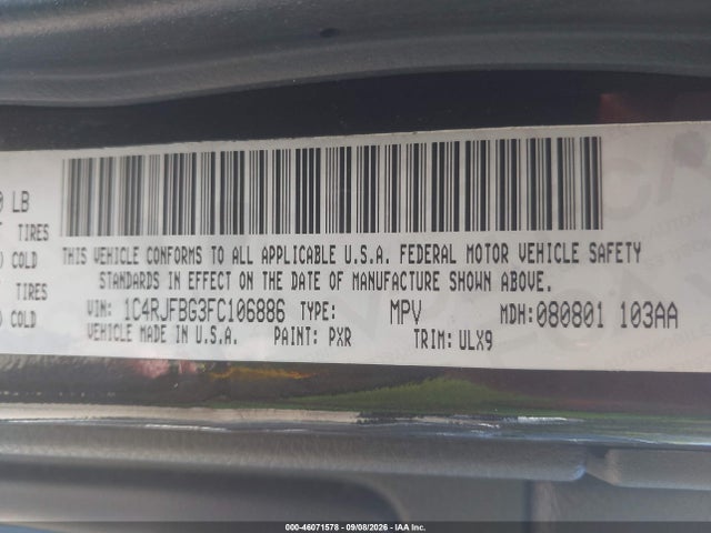 Aukcja sprzedaży 2015 Jeep Grand Cherokee Limited, vin: 1C4RJFBG3FC106886, numer aukcji: 46071578