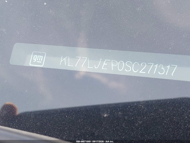 46071589 :رقم المزاد ، KL77LJEP0SC271317 vin ، 2025 Chevrolet Trax Fwd 2rs مزاد بيع