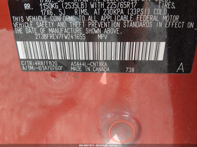 2T3BFREV7FW241655 Toyota RAV4 LE
