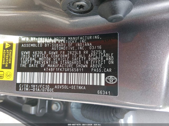 Toyota CAMRY LE 2016 4T4BF1FK7GR565811 Image 9