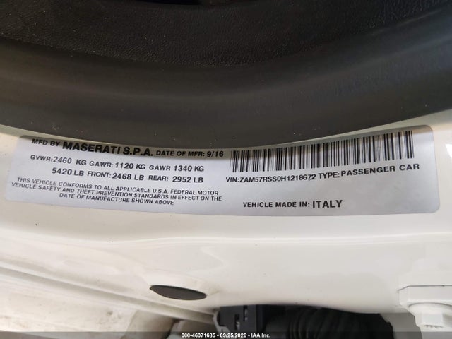 Maserati GHIBLI S 2017 ZAM57RSS0H1218672 Image 9