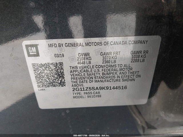 Продажа на аукционе авто 2019 Chevrolet Impala Lt, vin: 2G11Z5SA9K9144516, номер лота: 46071766