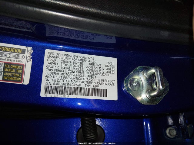 2021 Acura Rdx A-spec Package მანქანა იყიდება აუქციონზე, vin: 5J8TC2H63ML045528, აუქციონის ნომერი: 46071843