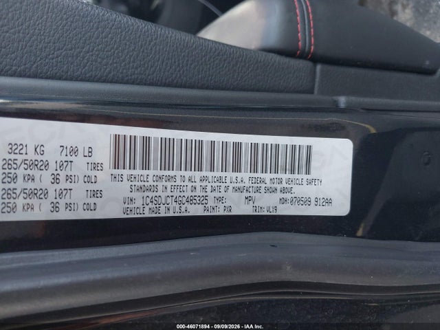 2016 Dodge Durango R/t მანქანა იყიდება აუქციონზე, vin: 1C4SDJCT4GC485325, აუქციონის ნომერი: 46071894