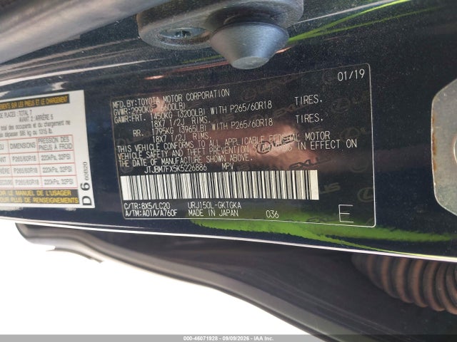 Aukcja sprzedaży 2019 Lexus Gx 460 Premium, vin: JTJBM7FX5K5226886, numer aukcji: 46071928