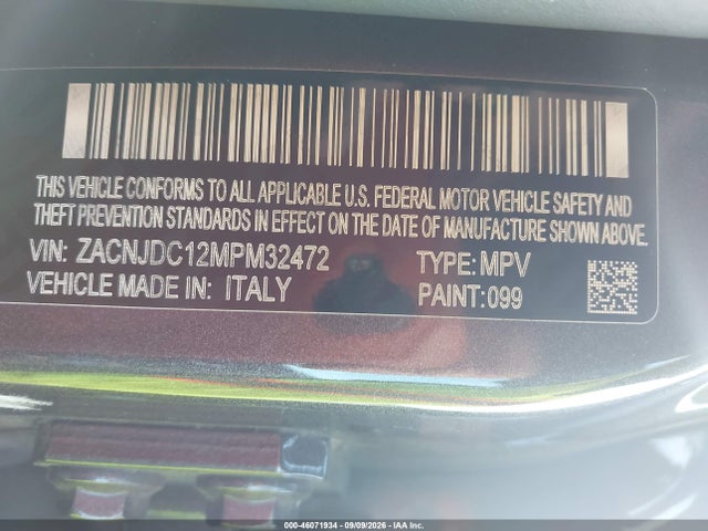 Продаж на аукціоні авто 2021 Jeep Renegade Trailhawk 4x4, vin: ZACNJDC12MPM32472, номер лоту: 46071934