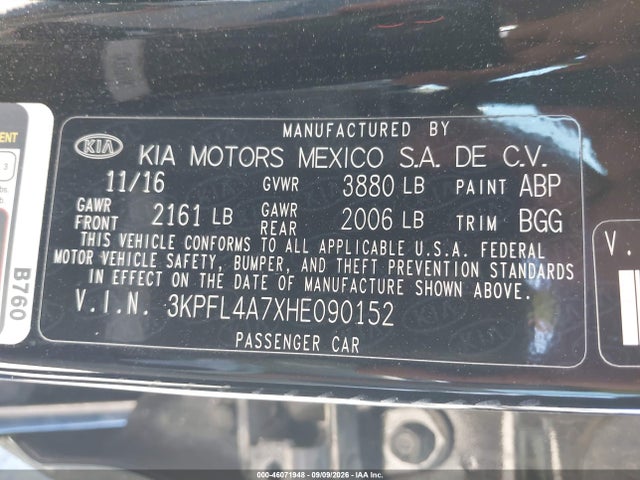 Продажа на аукционе авто 2017 Kia Forte Lx, vin: 3KPFL4A7XHE090152, номер лота: 46071948
