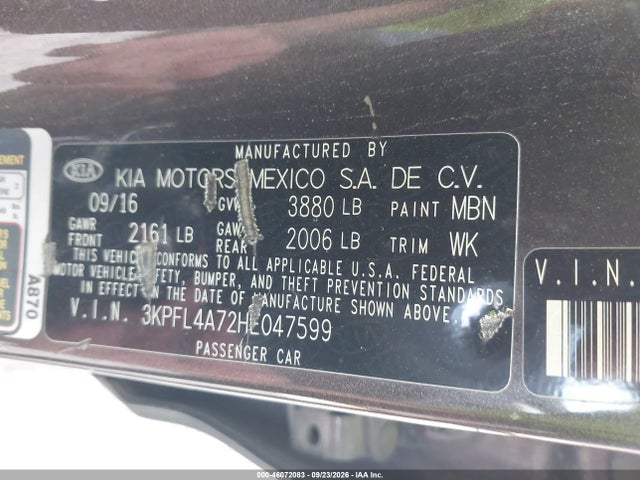 Продажа на аукционе авто 2017 Kia Forte Lx, vin: 3KPFL4A72HE047599, номер лота: 46072083