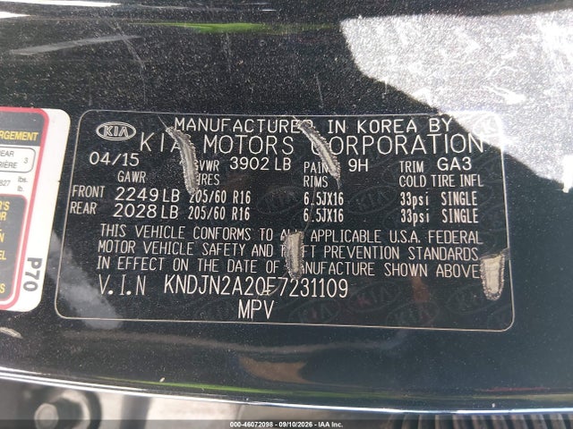 KIA Soul 2015 KNDJN2A20F7231109 Image 9