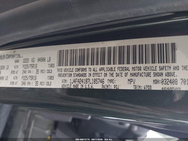 2007 Jeep Wrangler X მანქანა იყიდება აუქციონზე, vin: 1J4FA24187L185746, აუქციონის ნომერი: 46072170