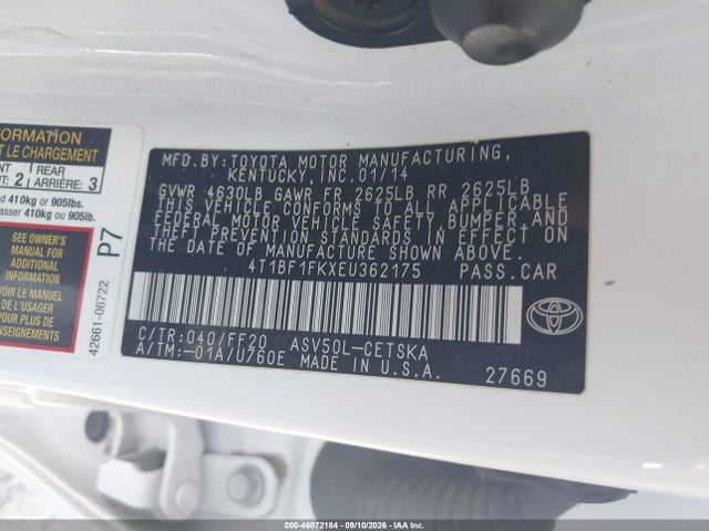 Toyota CAMRY SE 2014 4T1BF1FKXEU362175 Image 9