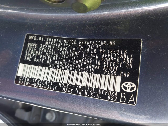 5YFBURHE0FP305210 Toyota COROLLA L