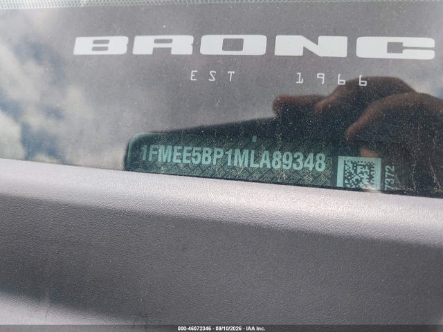 Aukcja sprzedaży 2021 Ford Bronco Big Bend, vin: 1FMEE5BP1MLA89348, numer aukcji: 46072346