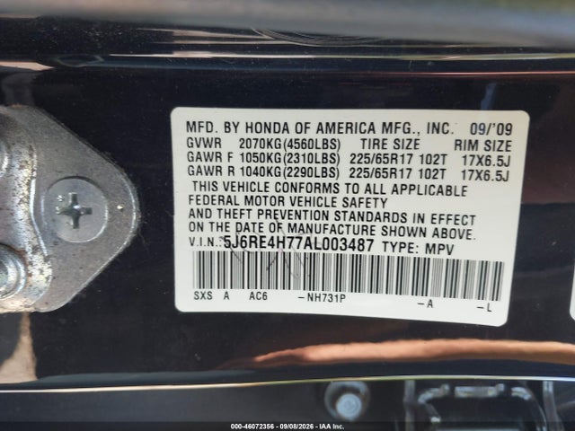 Aukcja sprzedaży 2010 Honda Cr-v Ex-l, vin: 5J6RE4H77AL003487, numer aukcji: 46072356
