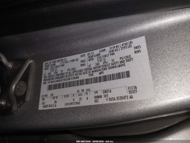 Продаж на аукціоні авто 2014 Ford Escape Se, vin: 1FMCU9GX1EUB13945, номер лоту: 46072446