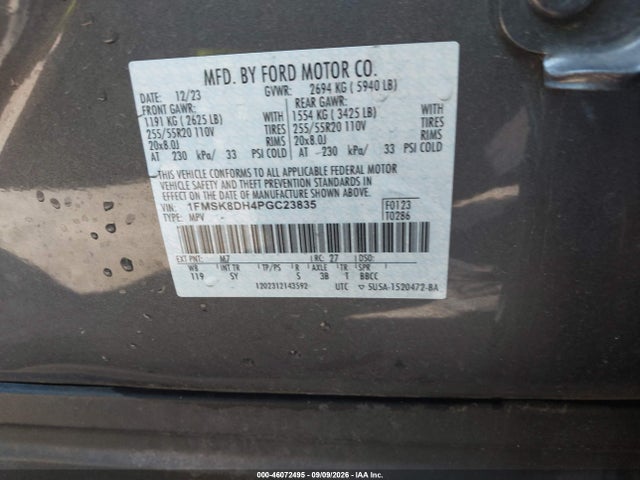 Aukcja sprzedaży 2023 Ford Explorer Xlt, vin: 1FMSK8DH4PGC23835, numer aukcji: 46072495