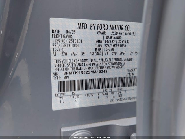 Aukcja sprzedaży 2025 Ford Mustang Mach-e Select, vin: 3FMTK1R42SMA10348, numer aukcji: 46072520