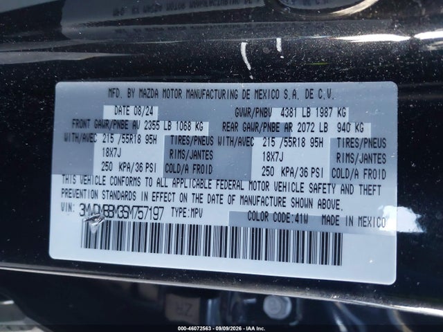 46072563 :رقم المزاد ، 3MVDMBBM3SM757197 vin ، 2025 Mazda Cx-30 2.5 S Select Sport مزاد بيع