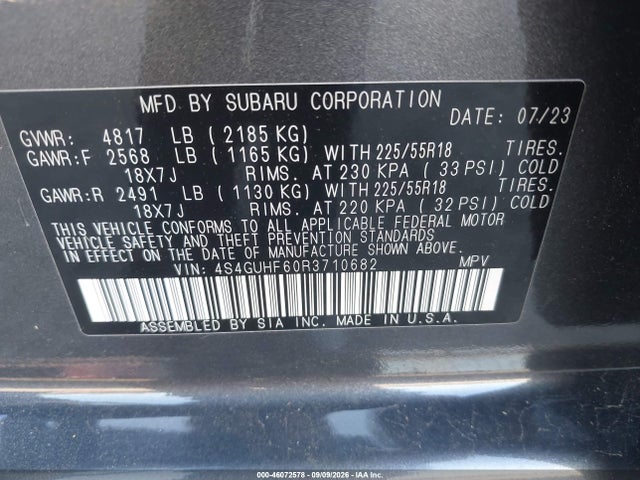2024 Subaru Crosstrek Sport მანქანა იყიდება აუქციონზე, vin: 4S4GUHF60R3710682, აუქციონის ნომერი: 46072578