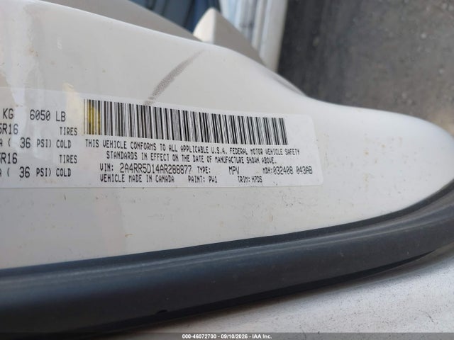 46072700 :رقم المزاد ، 2A4RR5D14AR288877 vin ، 2010 Chrysler Town & Country Touring مزاد بيع