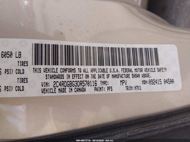 2013 Dodge Grand Caravan Se მანქანა იყიდება აუქციონზე, vin: 2C4RDGBG3DR570116, აუქციონის ნომერი: 46072738