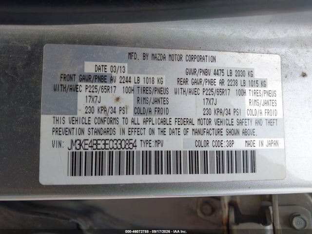 Aukcja sprzedaży 2014 Mazda Cx-5 Sport, vin: JM3KE4BE3E0330854, numer aukcji: 46072788