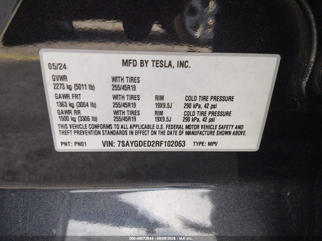 7SAYGDED2RF102063 Tesla Model Y Long Range Single Motor Rear-wheel Drive/rwd