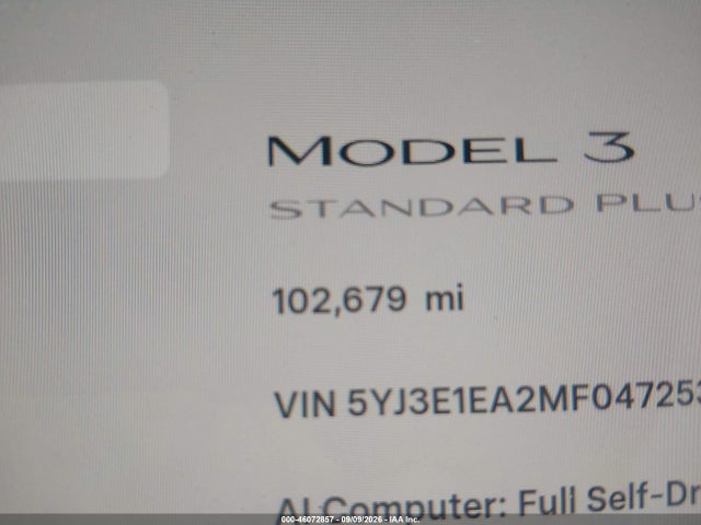 Tesla Model 3 Standard Range Plus Rear-wheel Drive 2021 5YJ3E1EA2MF047253 Image 13