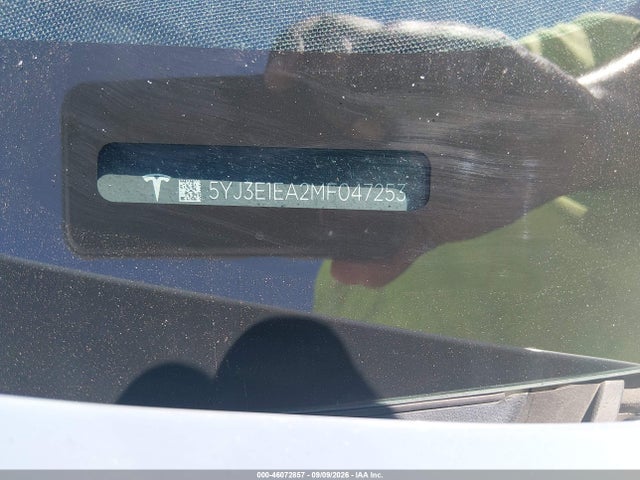Tesla Model 3 Standard Range Plus Rear-wheel Drive 2021 5YJ3E1EA2MF047253 Image 9